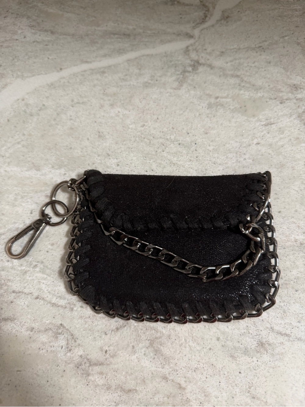 Black Chain Mini Wallet Keychain